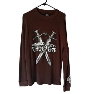 Orange County Choppers Vintage Y2k Thermal Shirt Mens M Brown Grunge Biker
